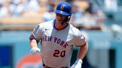 Pete Alonso #20 of the New York Mets runs the bases after hitting a home run against the Los Angeles Dodgers in the second inning at Dodger Stadium on June 05, 2025 in Los Angeles, California.
