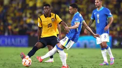 Vanderson of Brazil shoots during the FIFA World Cup 2026 Qualifier match between Ecuador and Brazil.