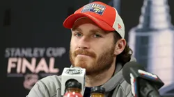 Matthew Tkachuk speaks during a press conference