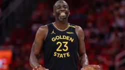 Draymond Green #23 of the Golden State Warriors reacts in the second half against the Houston Rockets in Game Seven of the Western Conference First Round NBA Playoffs at Toyota Center on May 04, 2025 in Houston, Texas.
