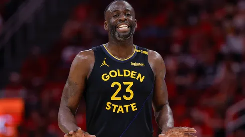 Draymond Green #23 of the Golden State Warriors reacts in the second half against the Houston Rockets in Game Seven of the Western Conference First Round NBA Playoffs at Toyota Center on May 04, 2025 in Houston, Texas.