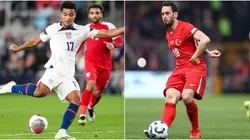 Max Tilman and Hakan Calhanoglu playing a game for their national team.