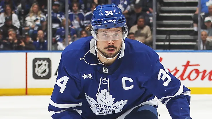 Auston Matthews #34 of the Toronto Maple Leafs skates against the Florida Panthers during the second period in Game Seven of the Second Round of the 2025 Stanley Cup Playoffs.