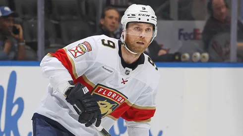 Sam Bennett #9 of the Florida Panthers skates against the Toronto Maple Leafs during the third period in Game Seven of the Second Round of the 2025 Stanley Cup Playoffs.