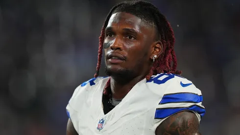 CeeDee Lamb #88 of the Dallas Cowboys warms up prior to a game against the New York Giants at MetLife Stadium on September 10, 2023 in East Rutherford, New Jersey.