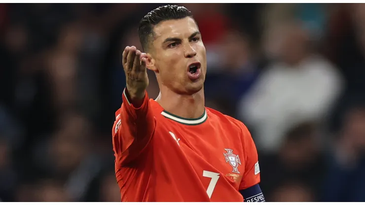Cristiano Ronaldo of Portugal reacts during the UEFA Nations League 2025 semifinal match between Germany and Portugal at Munich Football Arena on June 04, 2025 in Munich, Germany.