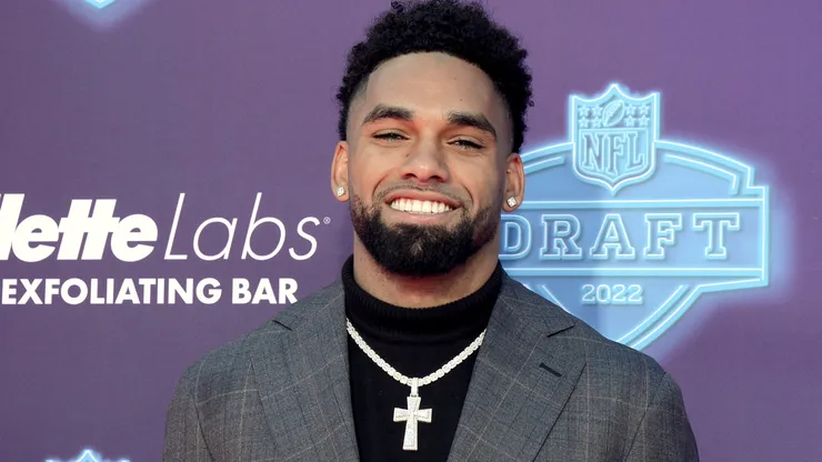 Chris Olave attends the 2022 NFL Draft on April 28, 2022 in Las Vegas, Nevada.