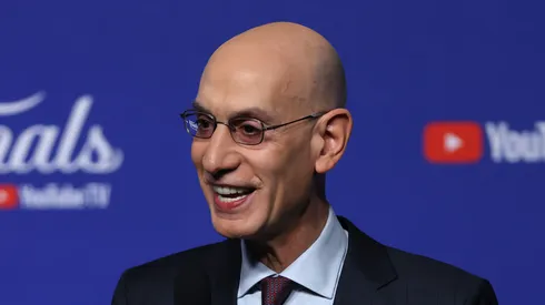 NBA Commissioner Adam Silver speaks to the media prior to Game One of the 2025 NBA Finals between the Oklahoma City Thunder and the Indiana Pacers