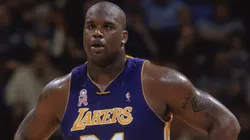 Close up of center Shaquille O"Neal #34 of the Los Angeles Lakers. The picture was taken during the NBA game against the Orlando Magic at the TD Waterhouse in Orlando, Florida. The Lakers defeated the Magic 111-93.