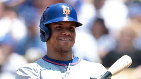 Juan Soto at bat against the Dodgers.