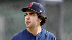 Recently called up prospect Marcelo Mayer #39 of the Boston Red Sox takes batting practice before the game against the Milwaukee Brewers at American Family Field on May 27, 2025 in Milwaukee, Wisconsin.