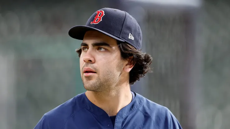 Recently called up prospect Marcelo Mayer #39 of the Boston Red Sox takes batting practice before the game against the Milwaukee Brewers at American Family Field on May 27, 2025 in Milwaukee, Wisconsin.