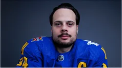 Auston Matthews #34 of the Toronto Maple Leafs poses for his portrait prior to the 2024 Honda NHL All-Star Game on February 03, 2024 in Toronto, Ontario.