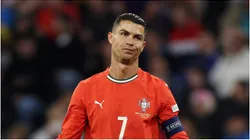Cristiano Ronaldo reacts during a UEFA Nations League game.