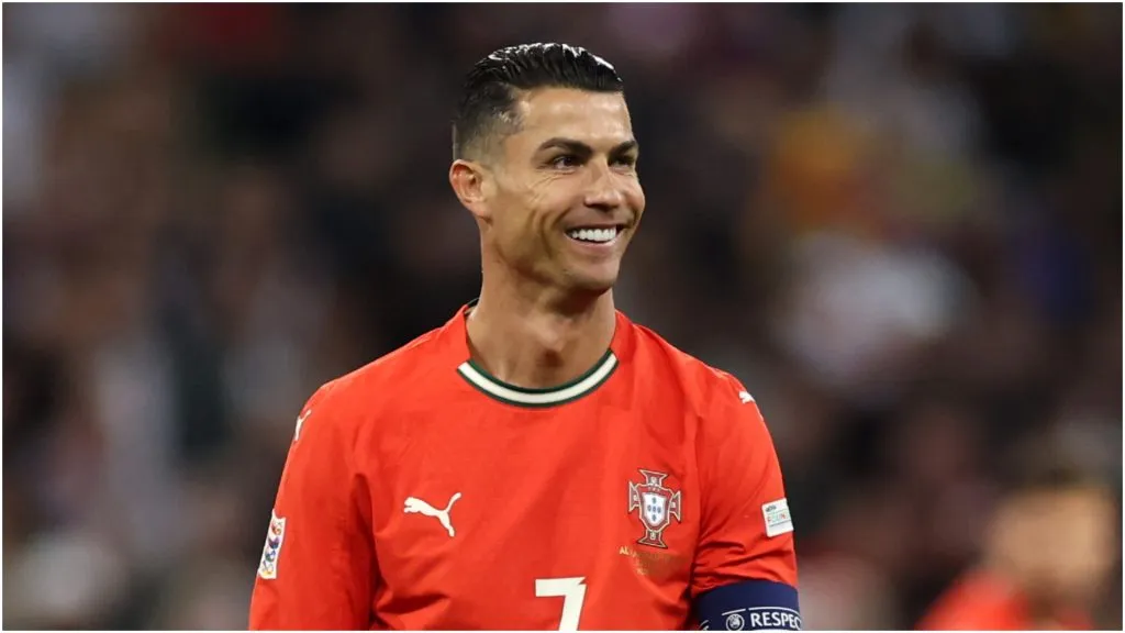 Cristiano Ronaldo of Portugal reacts during the UEFA Nations League 2025 semifinal match between Germany and Portugal at Munich Football Arena on June 04, 2025 in Munich, Germany.