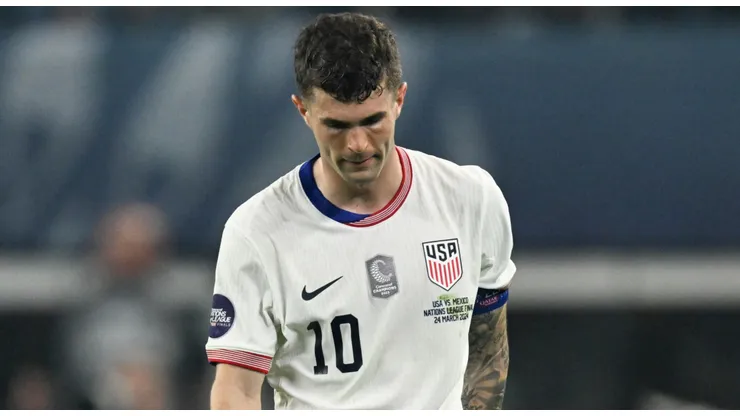 Christian Pulisic during the Concacaf Nations League final match between Mexico and USMNT at AT&T Stadium on March 24, 2024 in Arlington, Texas.