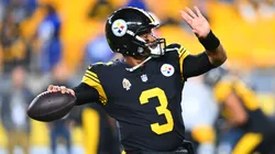 Russell Wilson #3 of the Pittsburgh Steelers warms up prior to the game against the New York Giants at Acrisure Stadium on October 28, 2024 in Pittsburgh, Pennsylvania.
