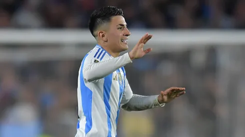 Thiago Almada of Argentina celebrates after scoring the team's first goal during the FIFA World Cup 2026 South American Qualifier match between Argentina and Colombia at Estadio Más Monumental Antonio Vespucio Liberti on June 10, 2025 in Buenos Aires, Argentina.