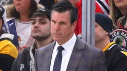 New York Rangers head coach Mike Sullivan behind the bench.