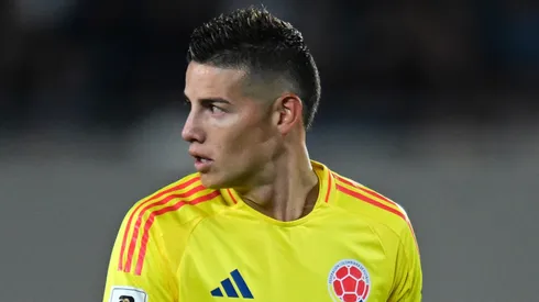James Rodriguez of Colombia looks on during the match vs Argentina.