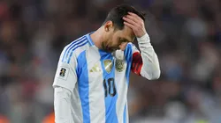 Lionel Messi reacts during a game with Argentina.