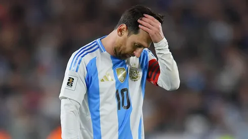 Lionel Messi reacts during a game with Argentina.