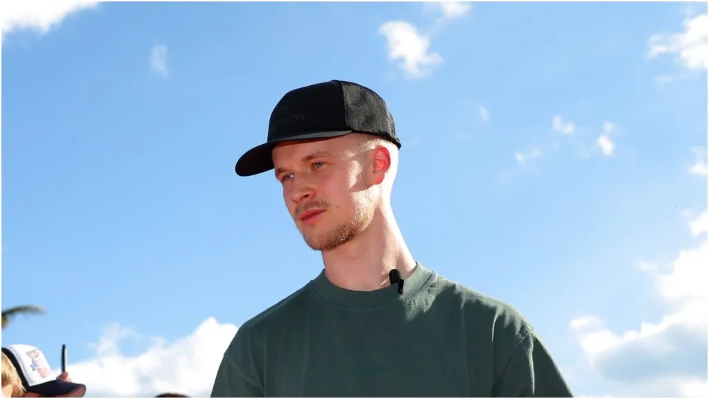 Elias Pettersson #40 of the Vancouver Canucks meets fans during the 2023 NHL All-Star Red Carpet at Fort Lauderdale Beach Park on February 03, 2023 in Fort Lauderdale, Florida.