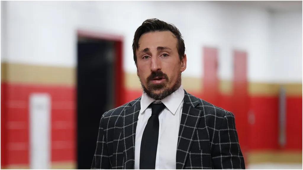 Brad Marchand #63 of the Florida Panthers arrives before playing the Edmonton Oilers in Game Three of the 2025 Stanley Cup Final at Amerant Bank Arena on June 09, 2025 in Sunrise, Florida.