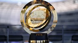 A detailed view of the FIFA Club World Cup trophy on display at BMO Stadium before the game between the Los Angeles FC and the Sporting Kansas City on June 08, 2025 in Los Angeles, California.