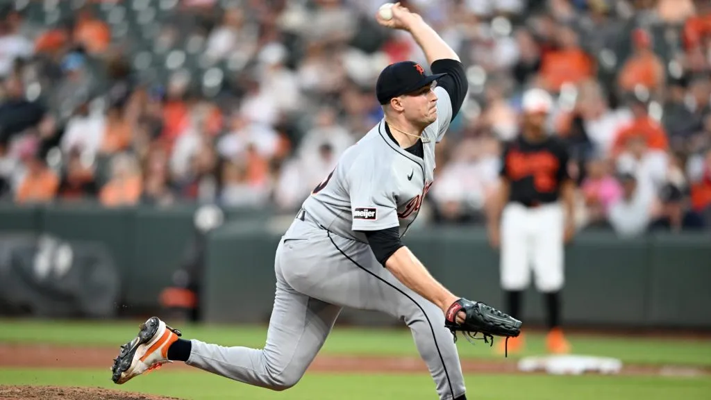 Tarik Skubal #29 of the Detroit Tigers pitches in the seventh inning against the Baltimore Orioles at Oriole Park at Camden Yards on June 12, 2025 in Baltimore, Maryland. (Photo by Greg Fiume/Getty Images)