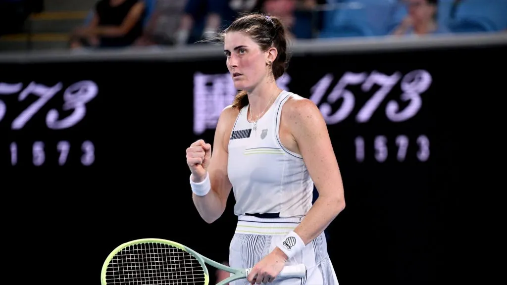 Marino celebrates while playing at the 2024 Australian Open (Morgan Hancock/Getty Images)