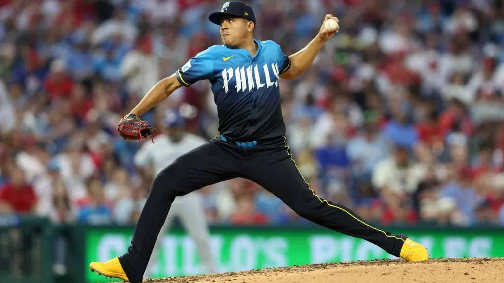Ranger SuƔrez #55 of the Philadelphia Phillies throws a pitch in the sixth inning during a game against the Toronto Blue Jays at Citizens Bank Park on June 13, 2025 in Philadelphia, Pennsylvania. The Phillies won 8-0. (Photo by Hunter Martin/Getty Images)