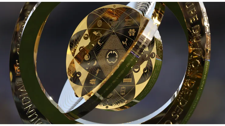 The trophy is displayed prior to the FIFA Club World Cup 2025 Play-In match between Los Angeles Football Club and Club America at BMO Stadium on May 31, 2025 in Los Angeles, California.