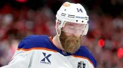 Mattias Ekholm #14 of the Edmonton Oilers looks on during the second period against the Florida Panthers in Game Four of the 2025 Stanley Cup Final at Amerant Bank Arena on June 12, 2025 in Sunrise, Florida.