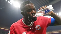 Joel Campbell of Costa Rica drinks prior to the FIFA World Cup Qatar 2022 Group E match between Costa Rica and Germany at Al Bayt Stadium on December 01, 2022 in Al Khor, Qatar