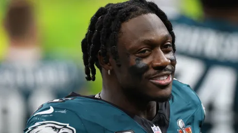 A.J. Brown looks on.