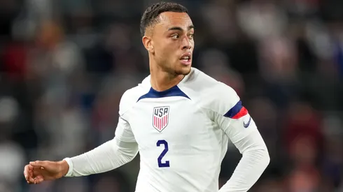 Sergino Dest #2 of United States looks to pass against Oman at Allianz Field on September 12, 2023 in St Paul, Minnesota.