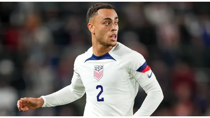 Sergino Dest #2 of United States looks to pass against Oman at Allianz Field on September 12, 2023 in St Paul, Minnesota.
