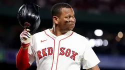 Rafael Devers #11 of the Boston Red Sox reacts after his at bat against the Los Angeles Angels at Fenway Park on June 03, 2025 in Boston, Massachusetts. The Los Angeles Angels defeated the Boston Red Sox 4-3 in 10 innings.