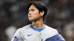 Shohei Ohtani #17 of the Los Angeles Dodgers reacts after the 3rd inning during the 2024 Seoul Series game between Los Angeles Dodgers and San Diego Padres at Gocheok Sky Dome on March 20, 2024 in Seoul, South Korea.