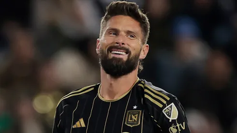 Olivier Giroud #9 of Los Angeles FC gestures during the MLS match between Los Angeles Football Club and New York City FC at BMO Stadium on March 01, 2025.