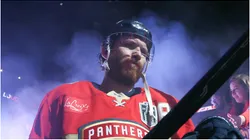 Matthew Tkachuk #19 of the Florida Panthers takes the ice before playing the Edmonton Oilers in Game Four of the 2025 Stanley Cup Final at Amerant Bank Arena on June 12, 2025 in Sunrise, Florida.
