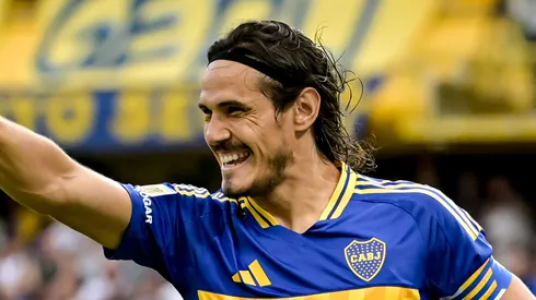 Edinson Cavani of Boca Juniors celebrates after scoring the team's first goal during a Torneo Apertura Betano 2025 Group A match between Boca Juniors and Defensa y Justicia