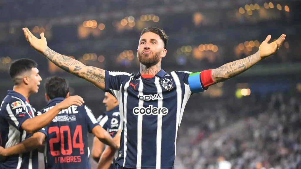 Sergio Ramos of Monterrey celebrates after scoring the team’s second goal during the 10th round match against Santos Laguna as part of the Torneo Clausura 2025 Liga MX in 2025. (Source: Azael Rodriguez/Getty Images)