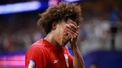 Adalberto Carrasquilla of Panama leaves the pitch after being sent off during the CONMEBOL Copa America USA 2024 Group C match between Panama and United States at Mercedes-Benz Stadium on June 27, 2024 in Atlanta, Georgia.
