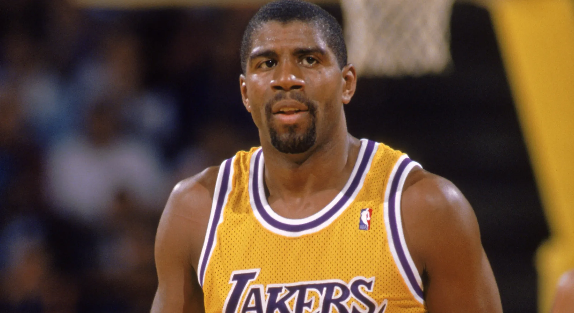 Magic Johnson during a Los Angeles Lakers game.