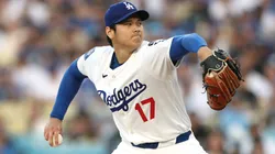 Shohei Ohtani #17 of the Los Angeles Dodgers throws a pitch during the first inning against the San Diego Padres at Dodger Stadium on June 16, 2025 in Los Angeles, California.