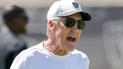 Head coach Pete Carroll of the Las Vegas Raiders walks on a field during mandatory minicamp at the Las Vegas Raiders Headquarters/Intermountain Healthcare Performance Center on June 12, 2025 in Henderson, Nevada.
