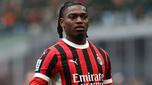 Rafael Leao of AC Milan looks on during the Serie A match between AC Milan and Parma Calcio at Stadio Giuseppe Meazza on January 26, 2025 in Milan, Italy.