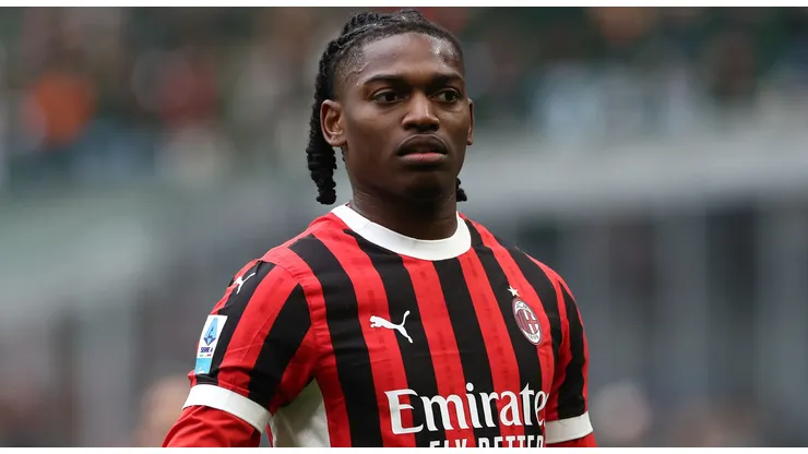 Rafael Leao of AC Milan looks on during the Serie A match between AC Milan and Parma Calcio at Stadio Giuseppe Meazza on January 26, 2025 in Milan, Italy.